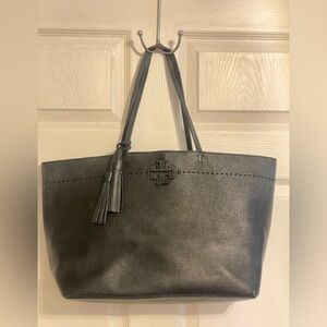 Tory Burch McGraw Black Leather Tote Bag